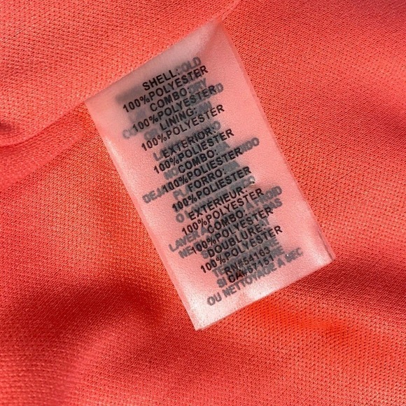 Guess Dress Sz 4 Coral Pleated Semi-Sheer Ties at Waist With Bow Knee-Length - Picture 5 of 5